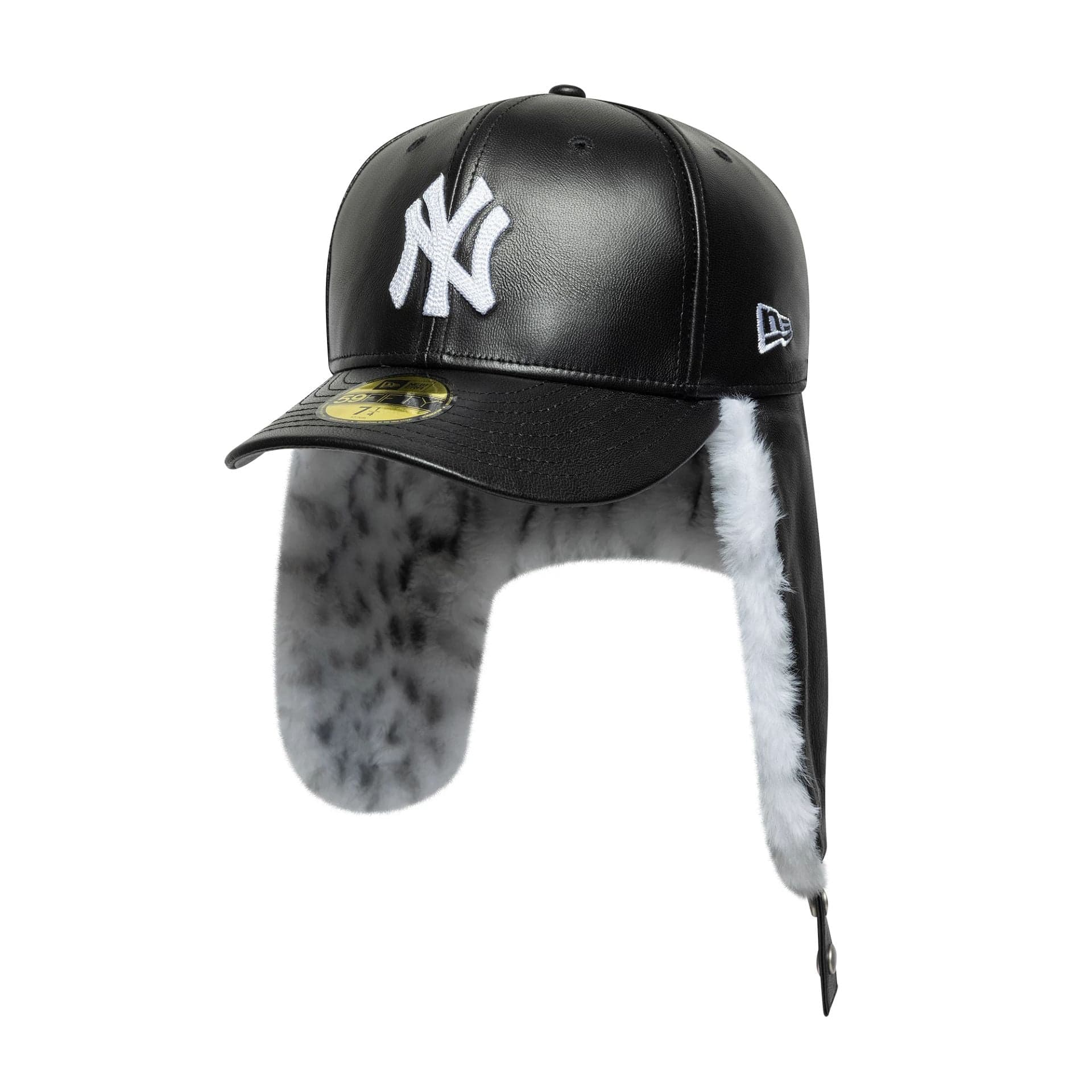 New Era NY Yankees 59FIFTY Kunstpelz Dogear Leder Cap - Schwarz
