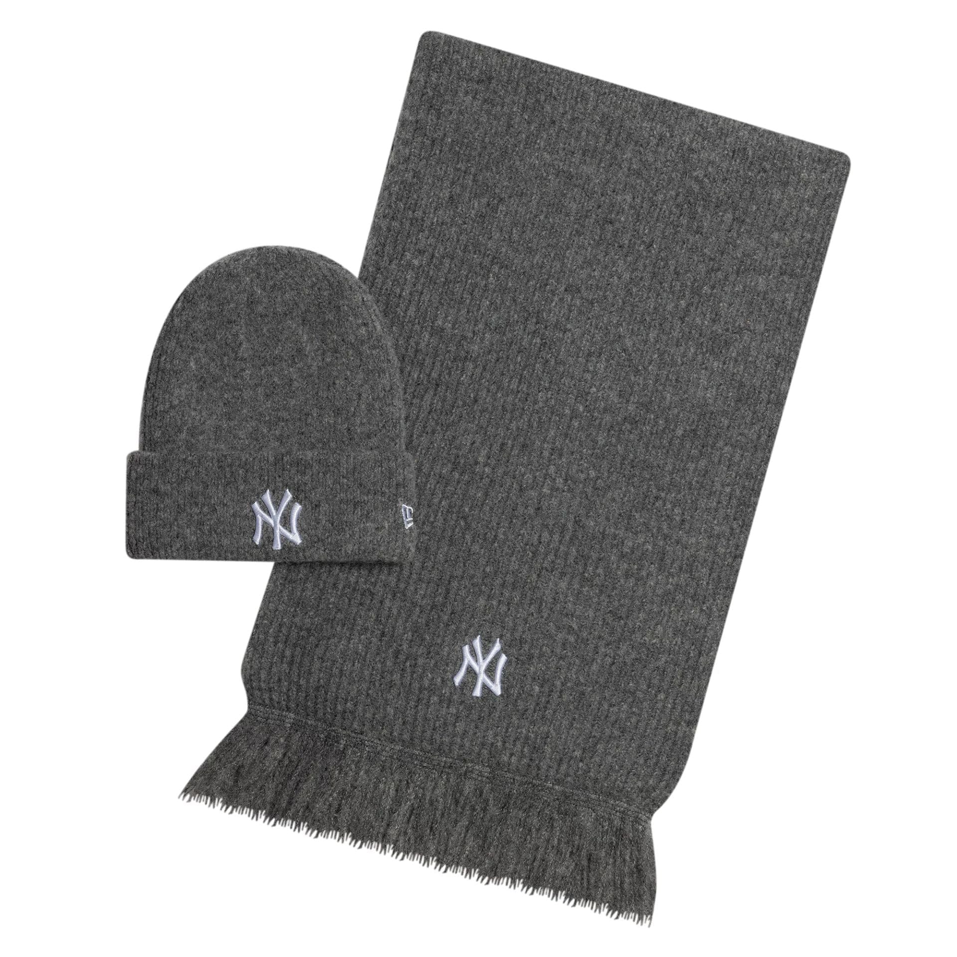 New Era NY Yankees Beanie & Scarf Set Dunkelgrau - CNEWE7994 - Coziness