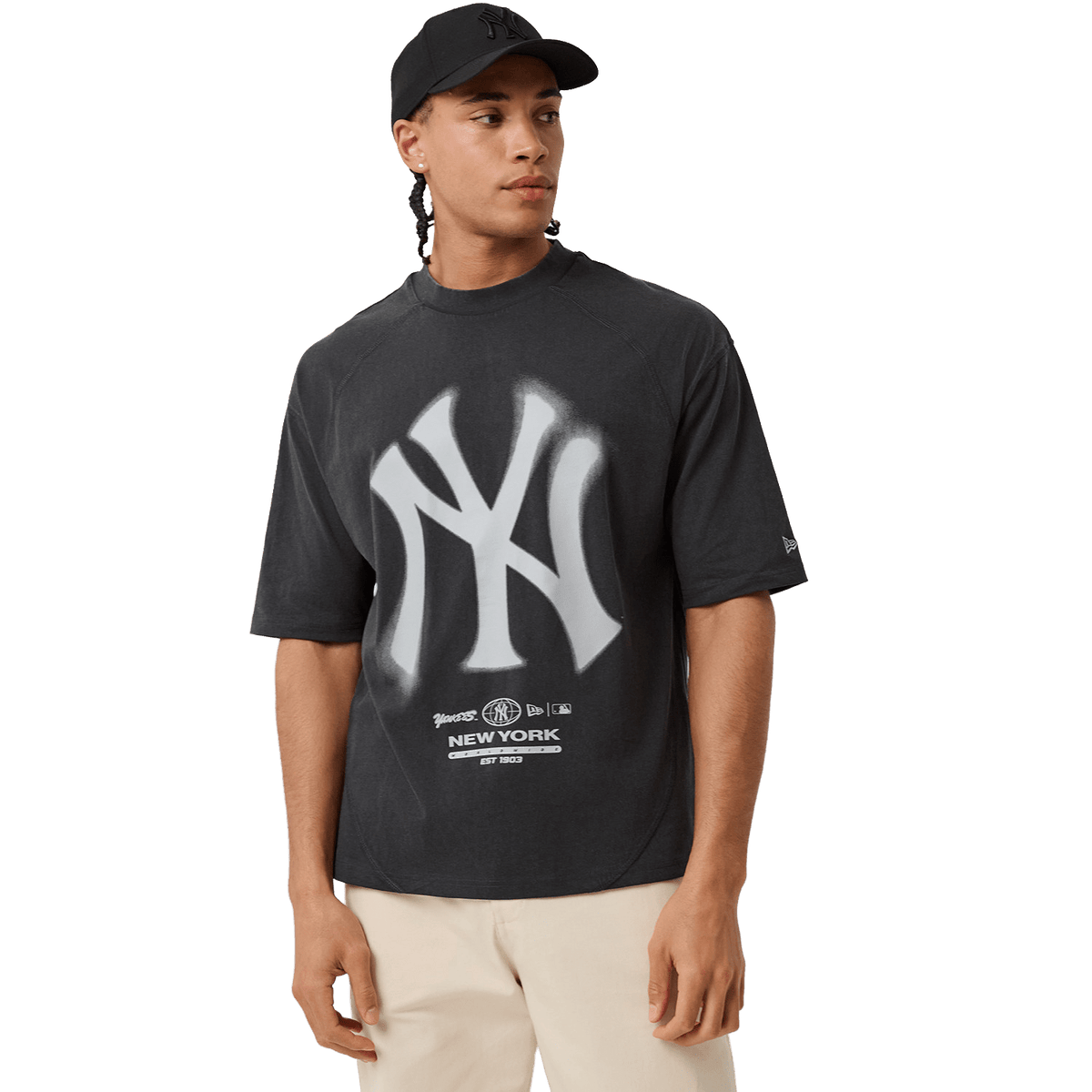 New Era NY Yankees MLB Boxy Graphic Tee Washed Black - CNEWE15003 - Coziness