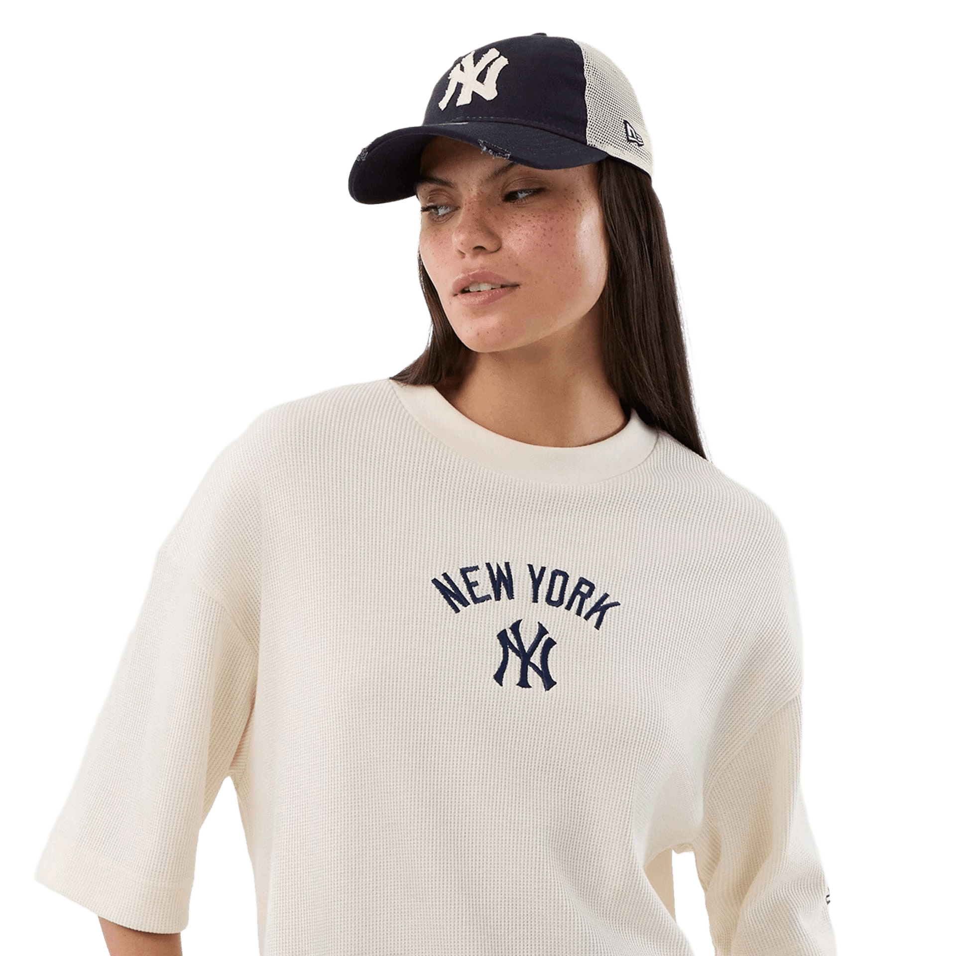 New Era NY Yankees Waffle Tee Off White Navy - CNEWE9625 - Coziness