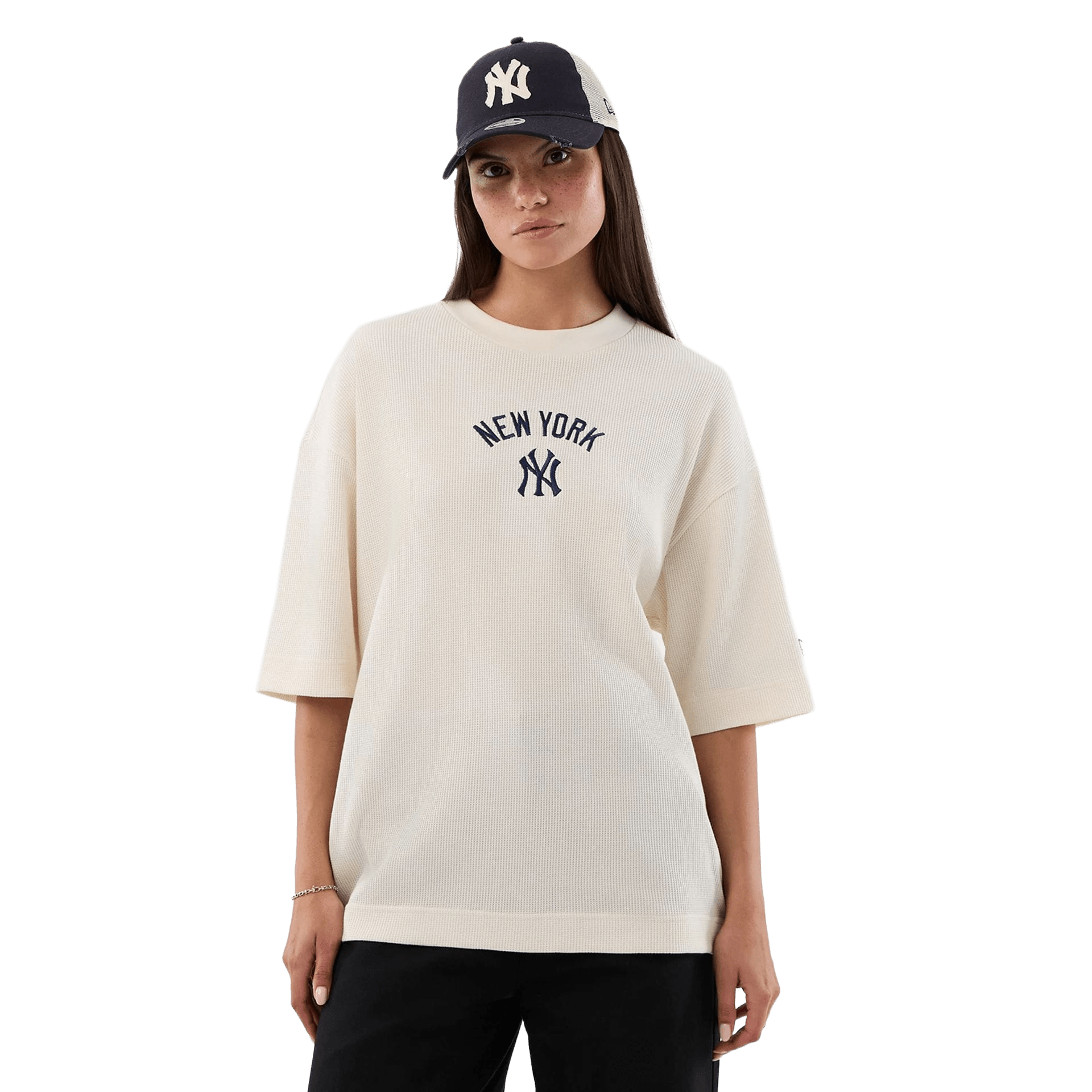 New Era NY Yankees Waffle Tee Off White Navy - CNEWE9625 - Coziness