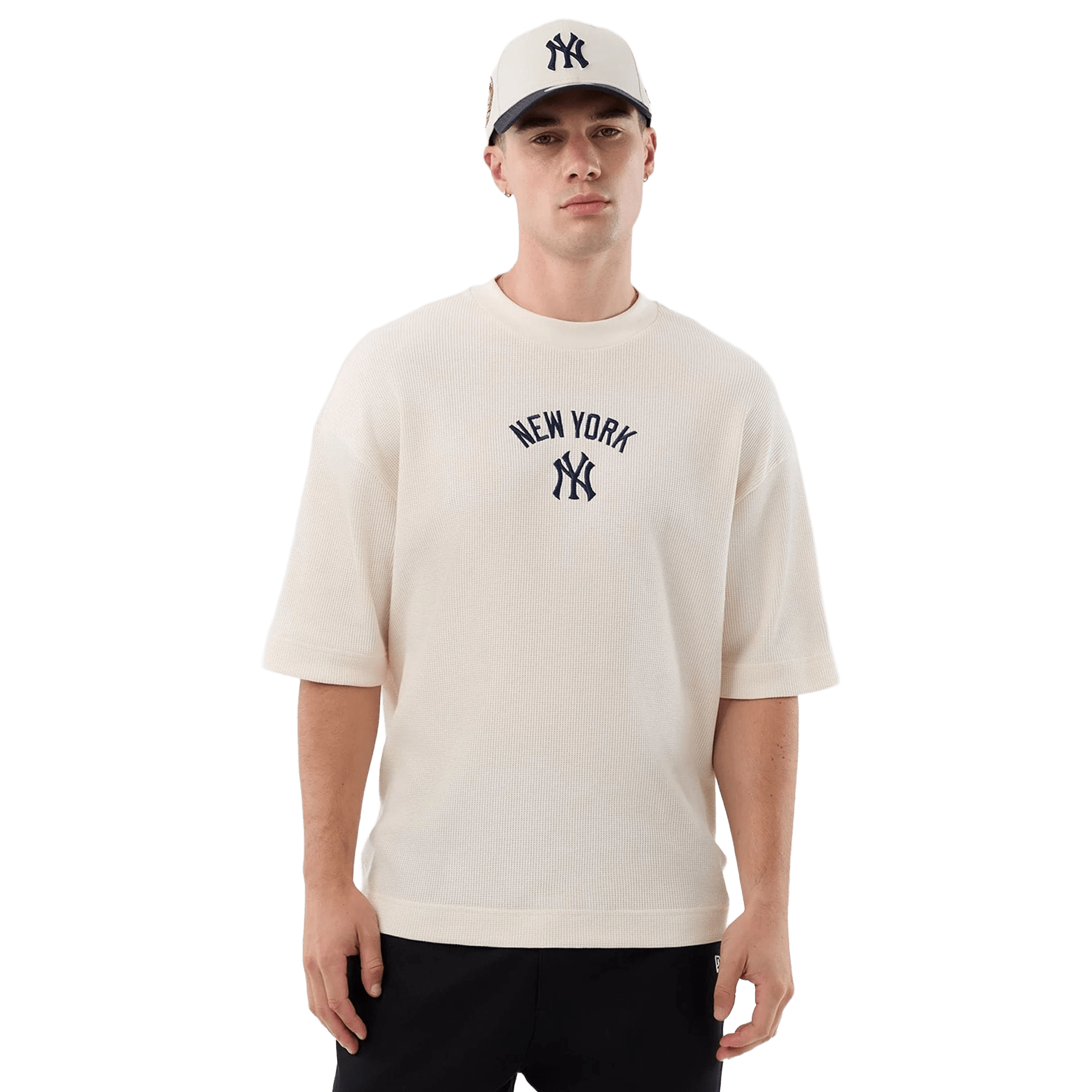 New Era NY Yankees Waffle Tee Off White Navy - CNEWE9625 - Coziness