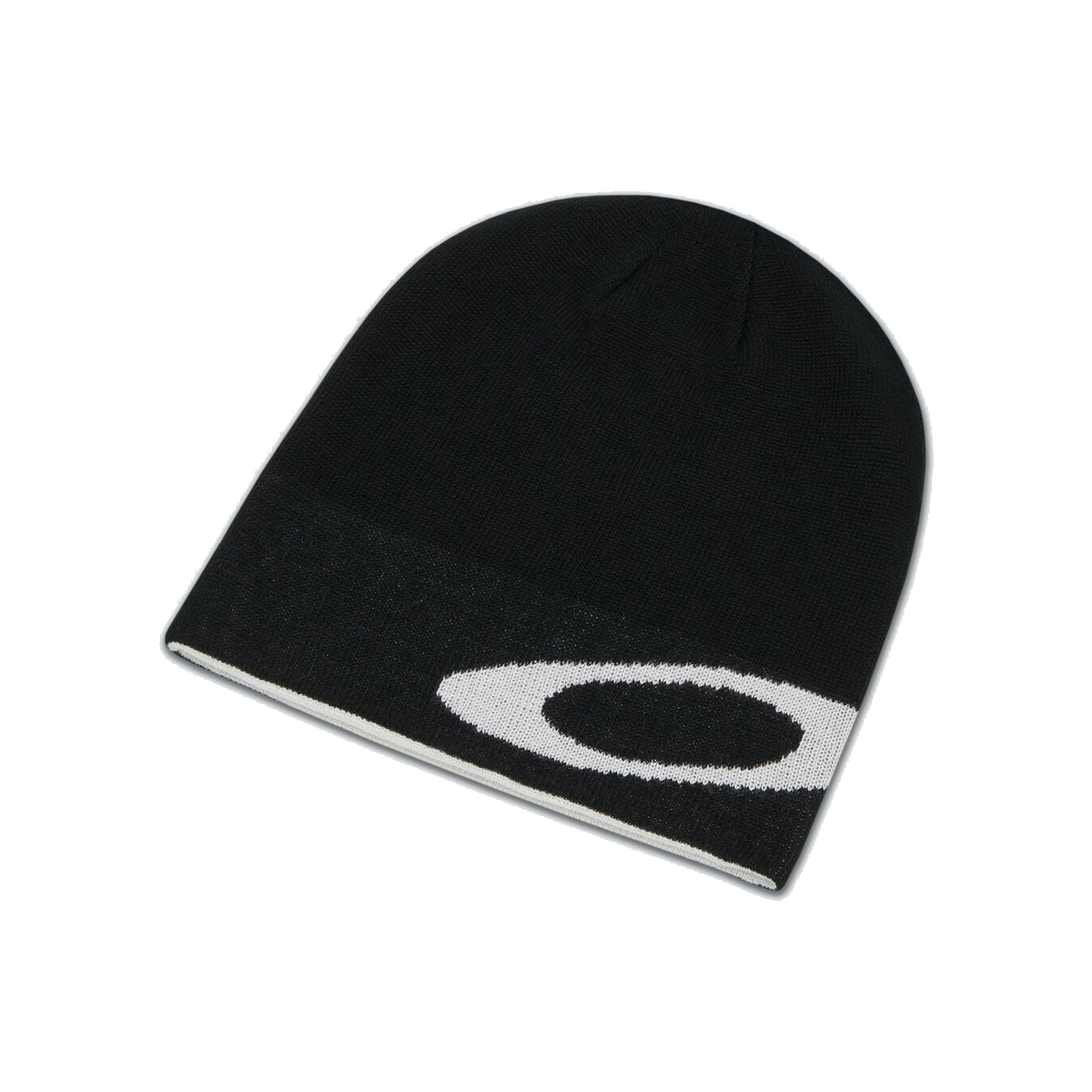 Oakley Ellipse Beanie in Schwarz, frontal mit großem Ellipse Logo