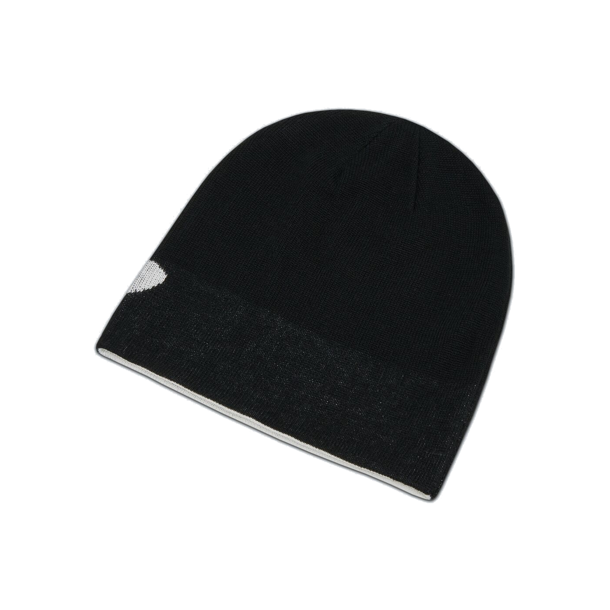 Oakley Ellipse Beanie in Schwarz, schräge Ansicht mit Logo am Rand