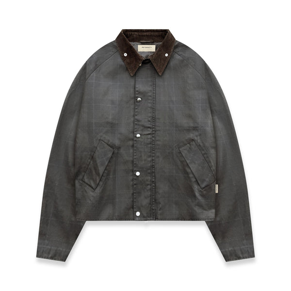 Reternity CHECKERED WAXED HUNTING JACKET DARK BLUE - CRETC14509 - Coziness