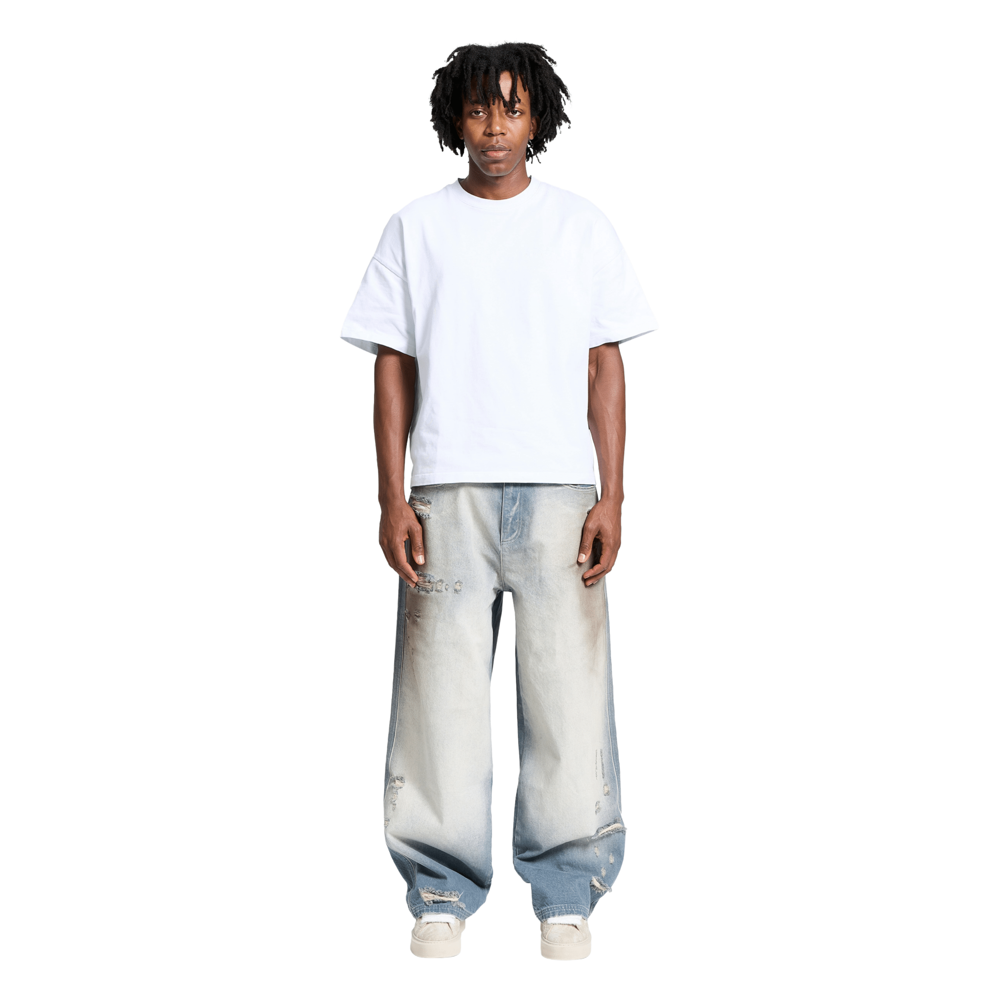 Reternity Coloris Distressed Denim Jeans Blue - CRETC6835 - Coziness