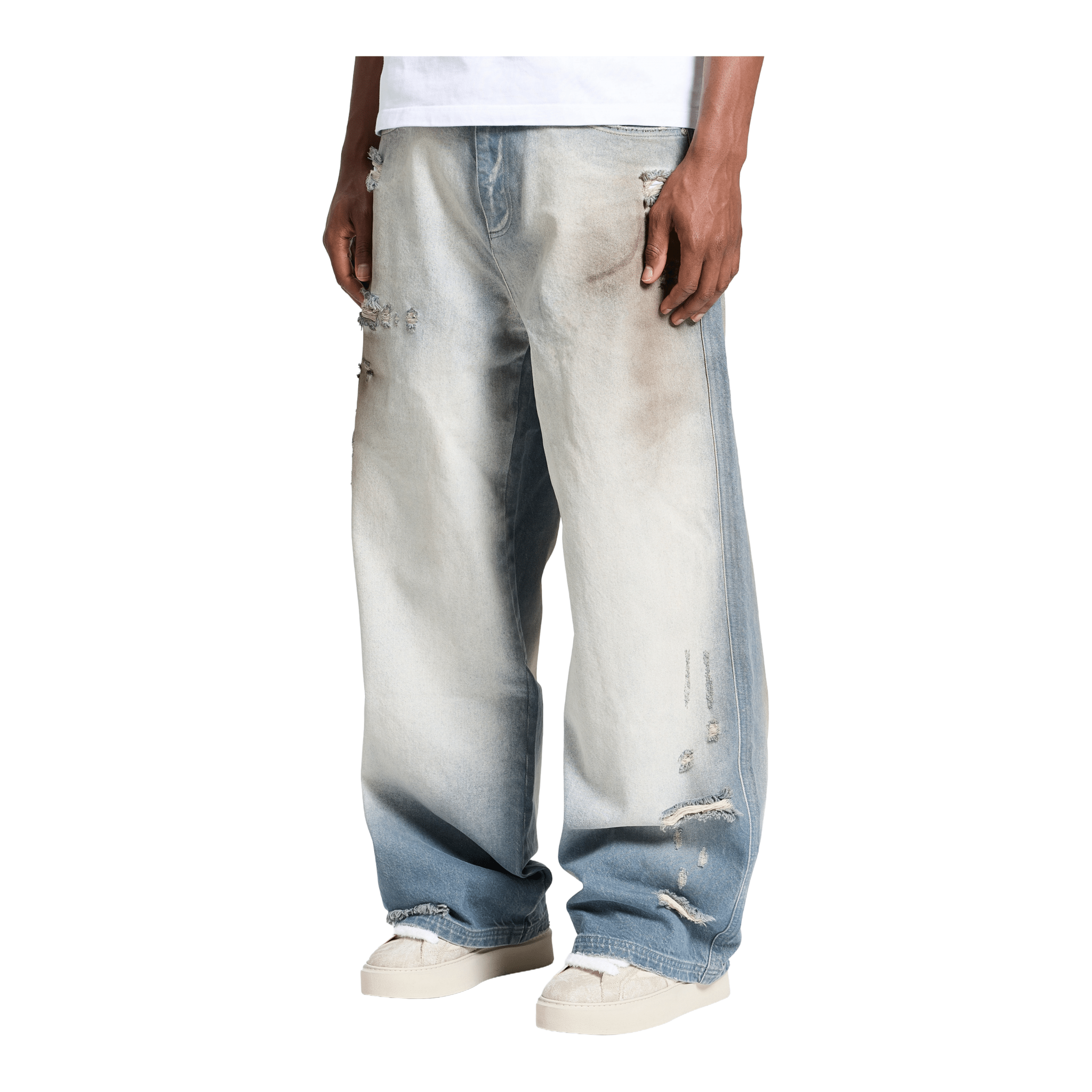 Reternity Coloris Distressed Denim Jeans Blue - CRETC6835 - Coziness