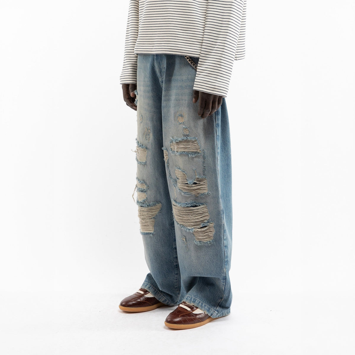 Reternity DISTRESSED BAGGY DENIM WASHED BLUE - CRETD14513 - Coziness