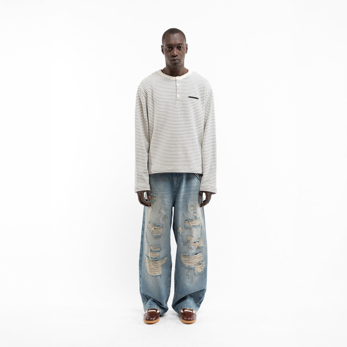 Reternity DISTRESSED BAGGY DENIM WASHED BLUE - CRETD14513 - Coziness