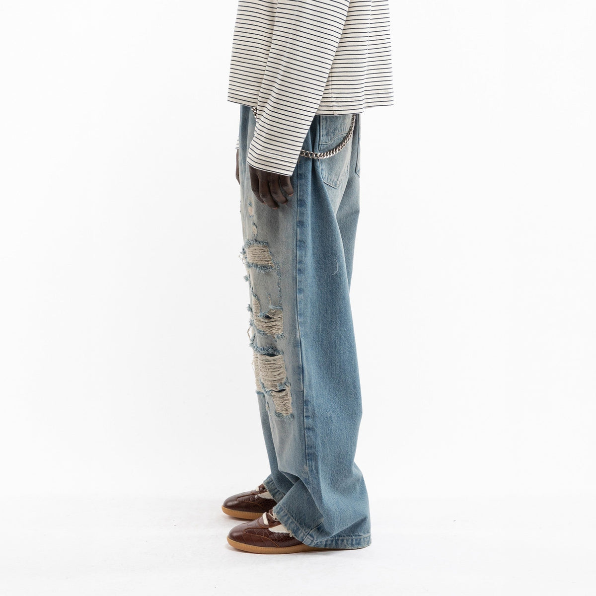 Reternity DISTRESSED BAGGY DENIM WASHED BLUE - CRETD14513 - Coziness