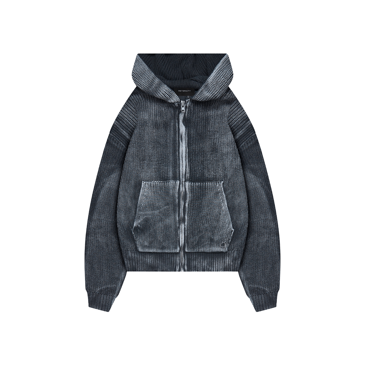 Reternity Essential Knit Zip Hoodie Acid Black - CRETE7028 - Coziness