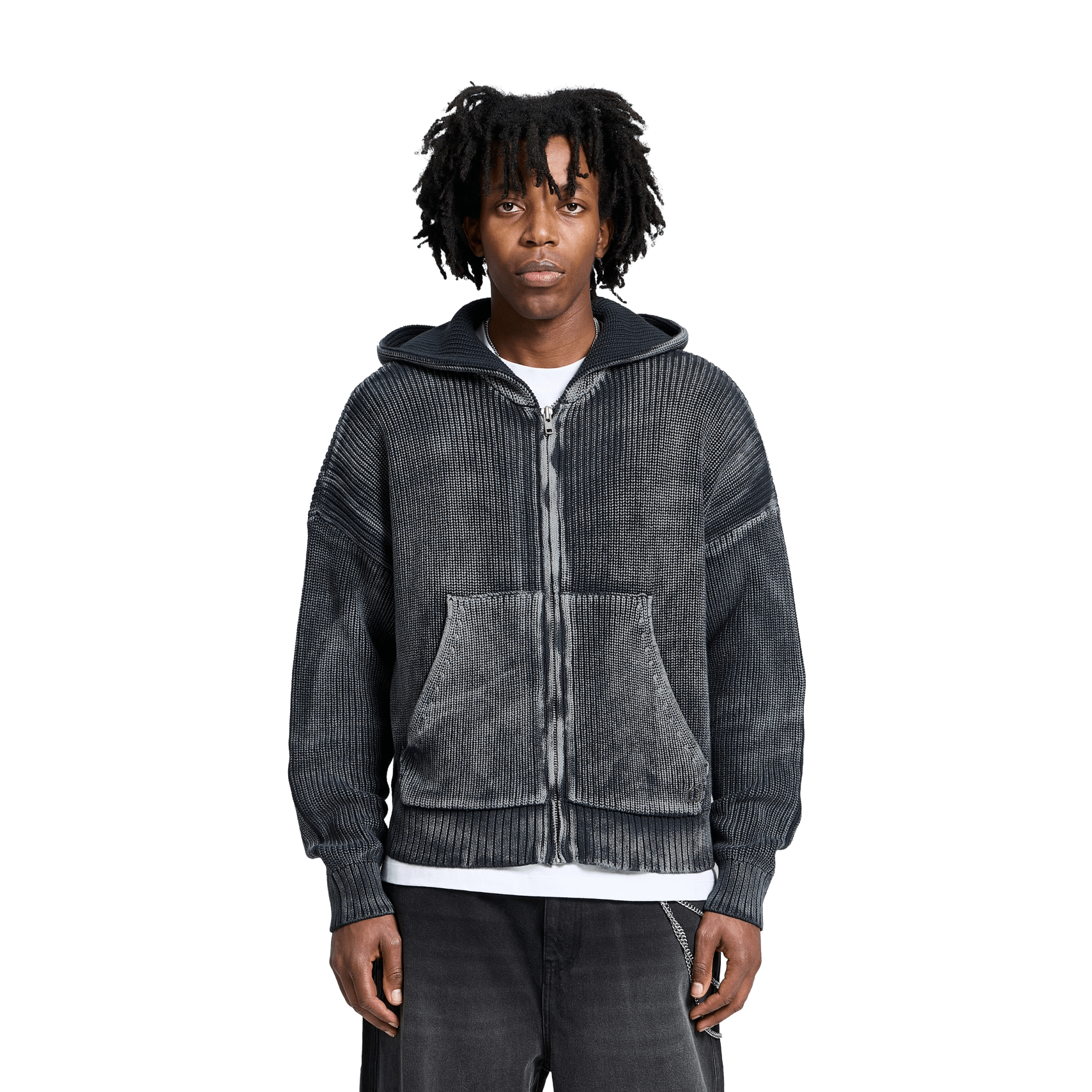 Reternity Essential Knit Zip Hoodie Acid Black - CRETE7028 - Coziness
