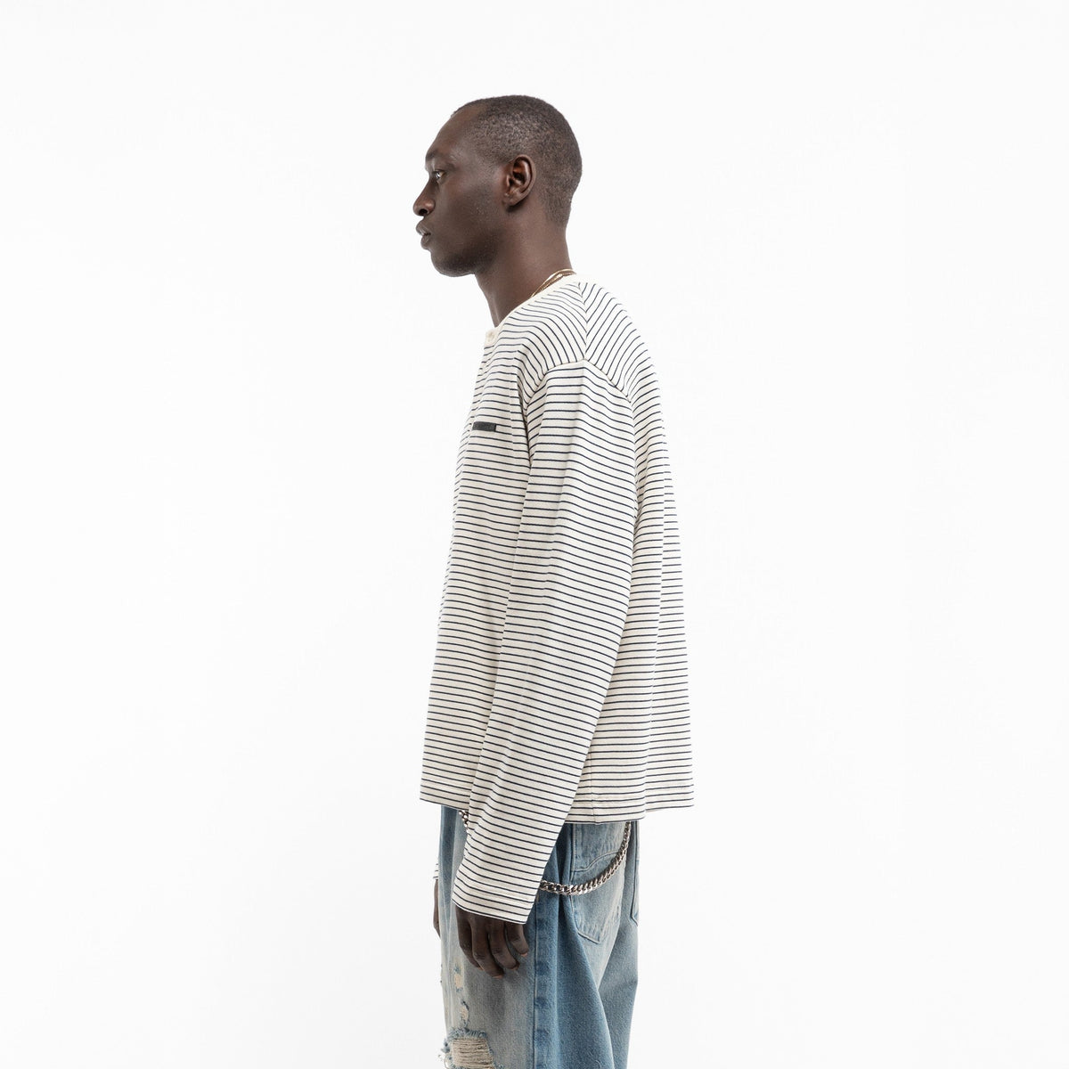 Reternity HENLEY STRIPE LONGSLEEVE OFF WHITE NAVY - CRETH14489 - Coziness