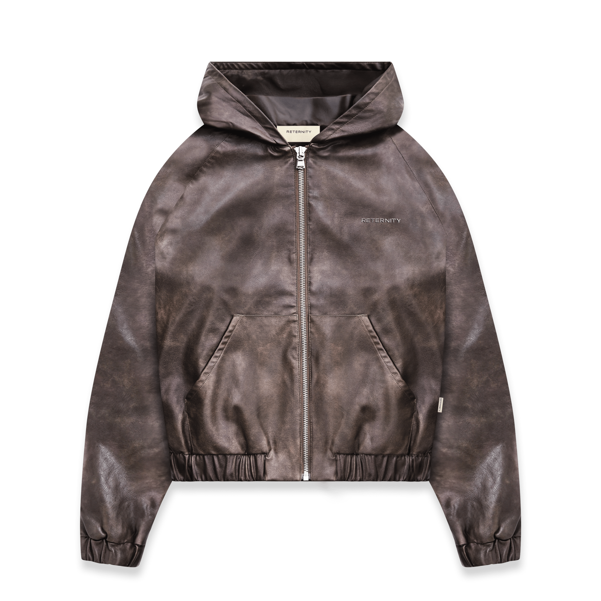 Reternity Hooded Leather Jacket Vintage Braun - CRETH8291 - Coziness