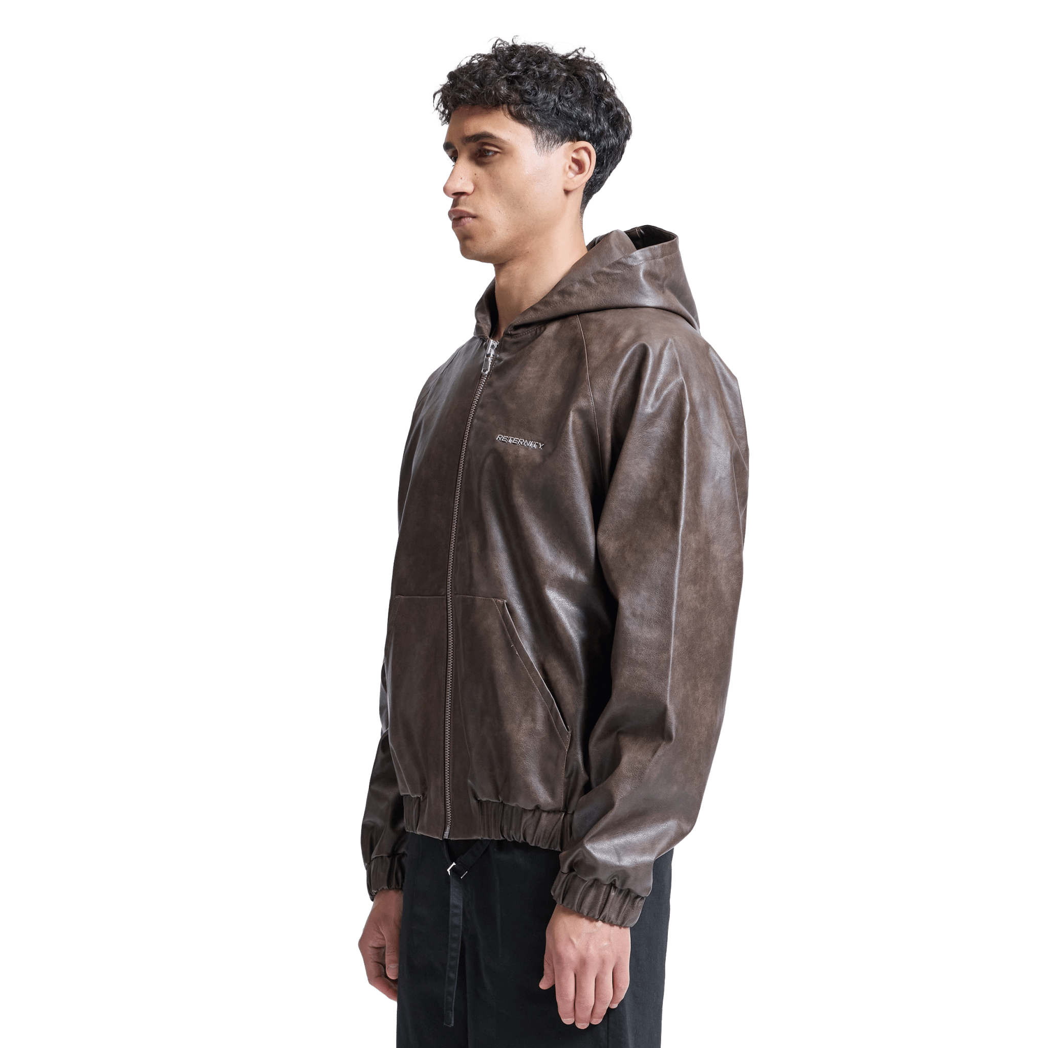 Reternity Hooded Leather Jacket Vintage Braun - CRETH8291 - Coziness