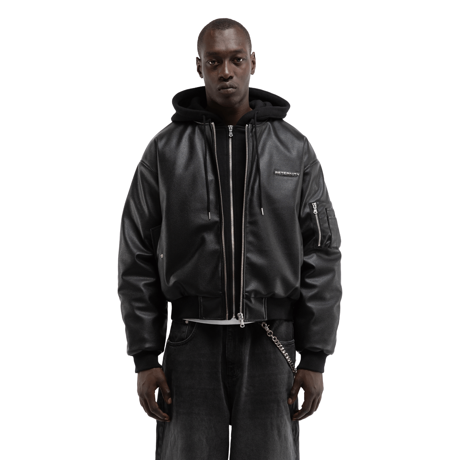 Reternity MÉTROPOLITAIN BOMBER BLACK LEATHER - CRETM13697 - Coziness