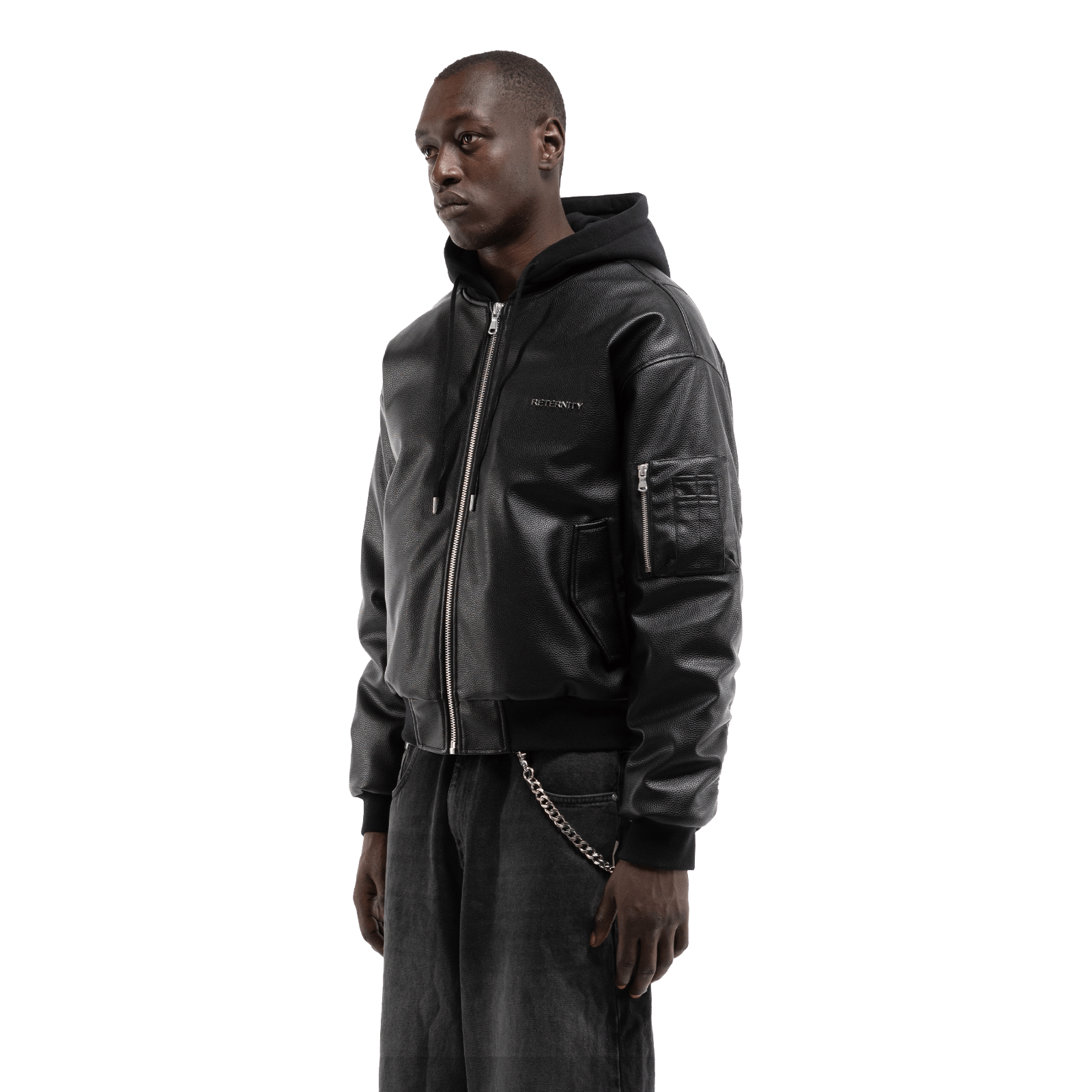 Reternity MÉTROPOLITAIN BOMBER BLACK LEATHER - CRETM13697 - Coziness