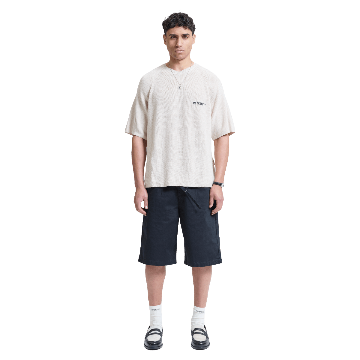 Reternity Pleated Chino Shorts Black - CRETP11083 - Coziness