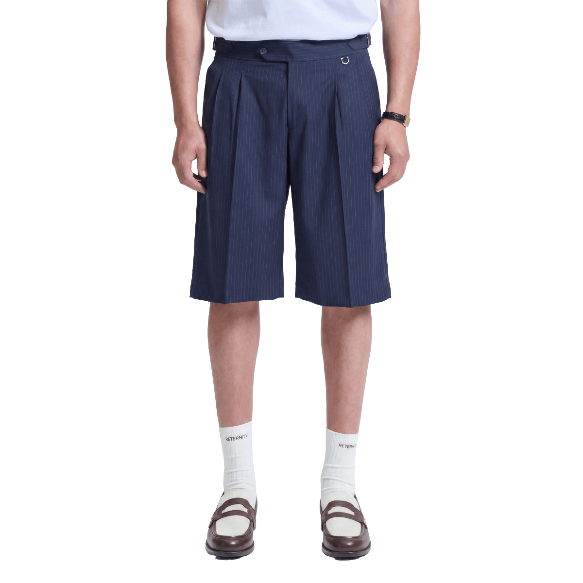 Reternity Tailored Baggy Shorts Pinstripe Blue - CRETT11086 - Coziness