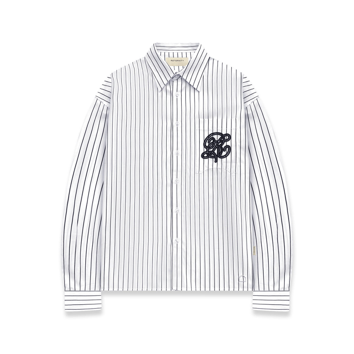 Reternity gestreiftes Hemd in Weiß Navy, Ware von vorne