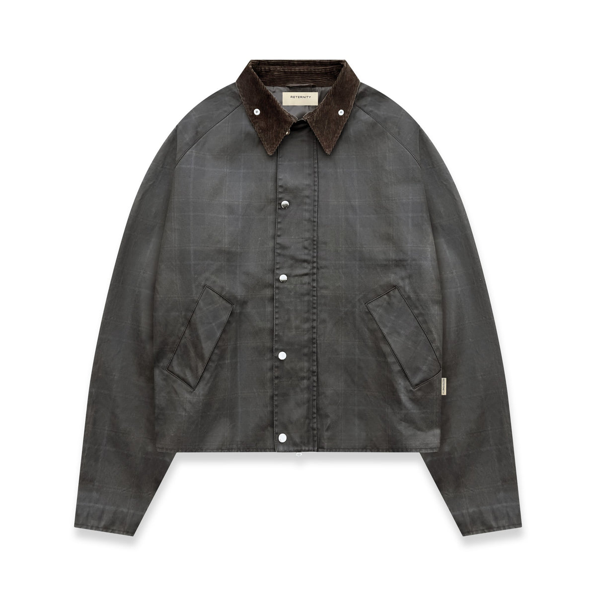 Reternity karierte Waxed Jacke in Dunkelblau von vorne