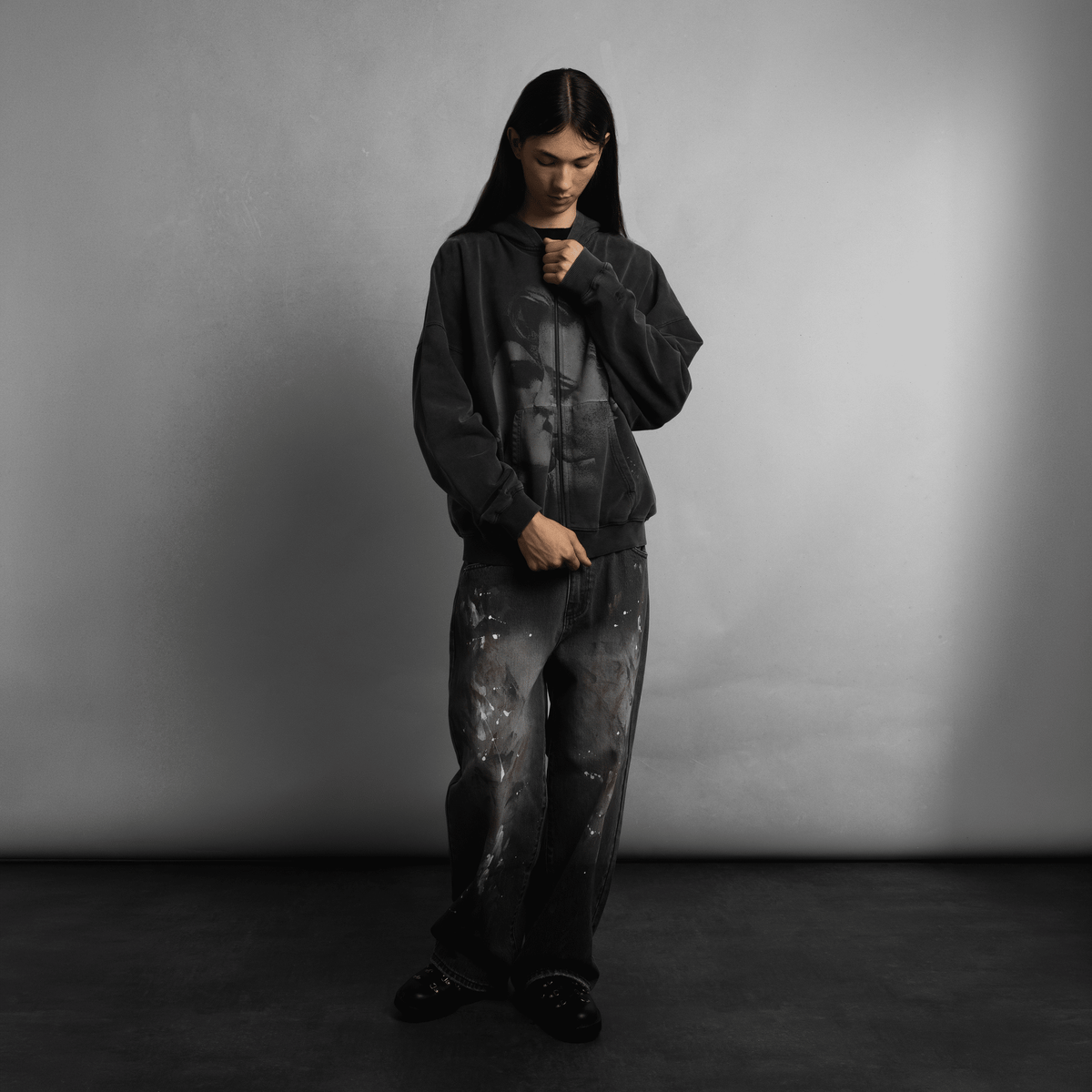 SCRT Envy Zip Hoodie Garment Dyed Black - CSCRE14858 - Coziness