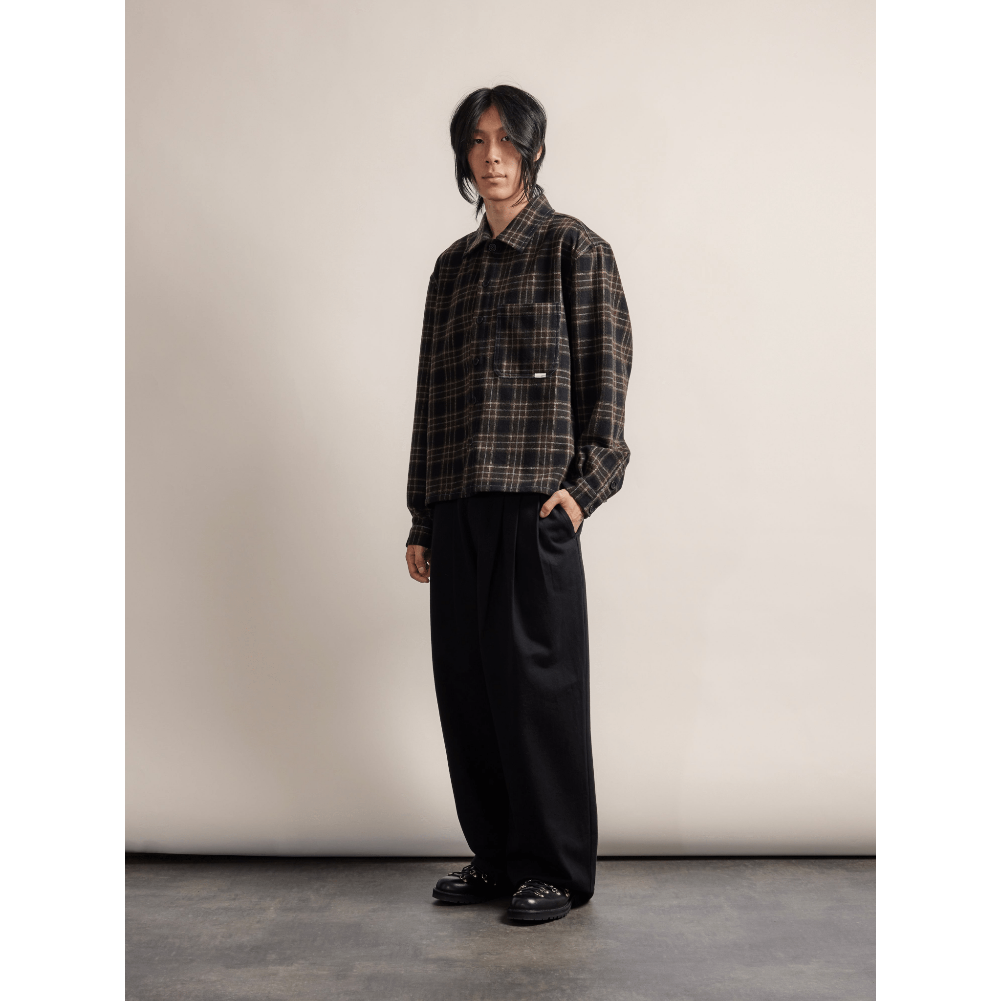 SCRT MoSF Contrast Stich Flannel Shirt Braun - CSCRM7437 - Coziness