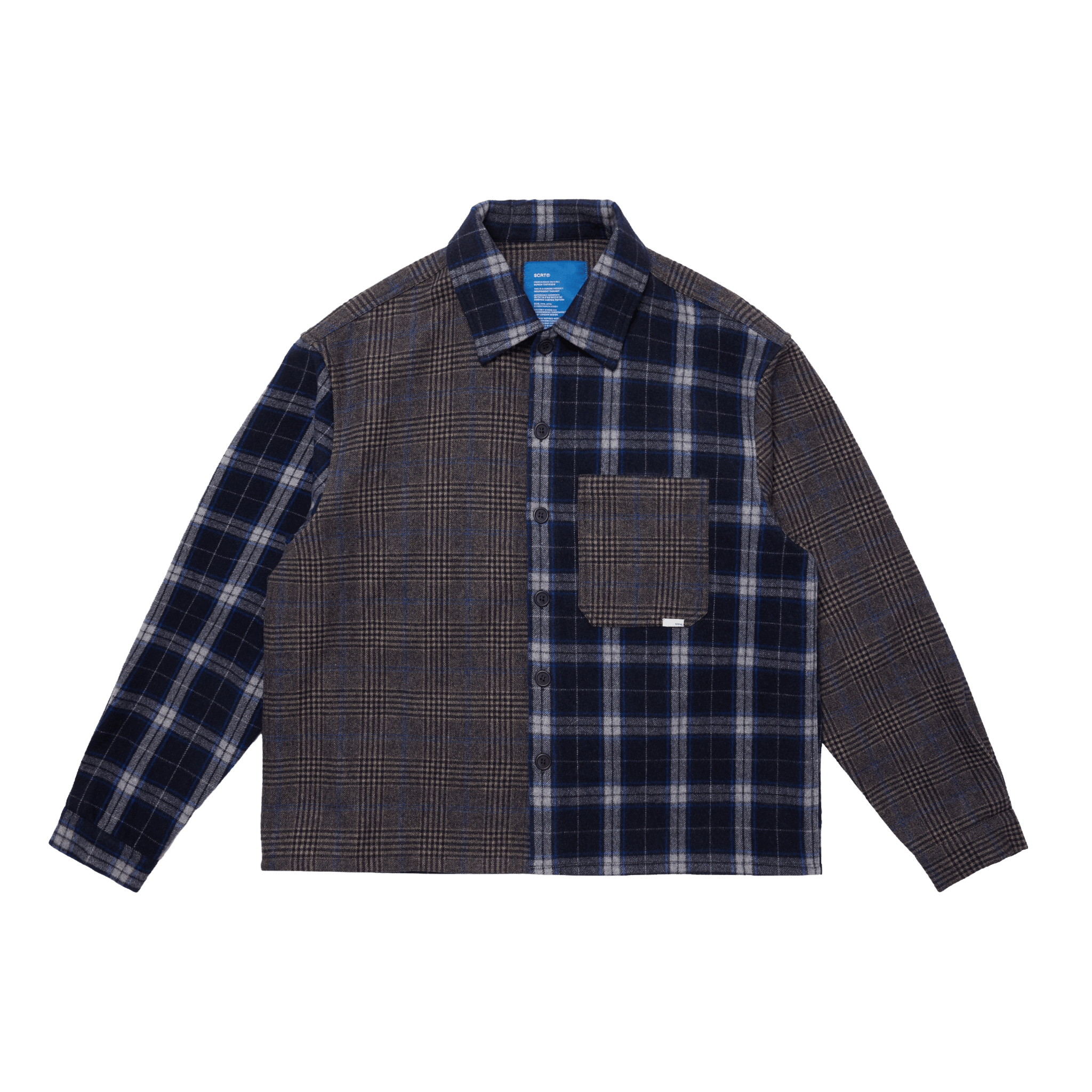 SCRT MoSF Patchwork Flannel Shirt Blau - CSCRM7441 - Coziness