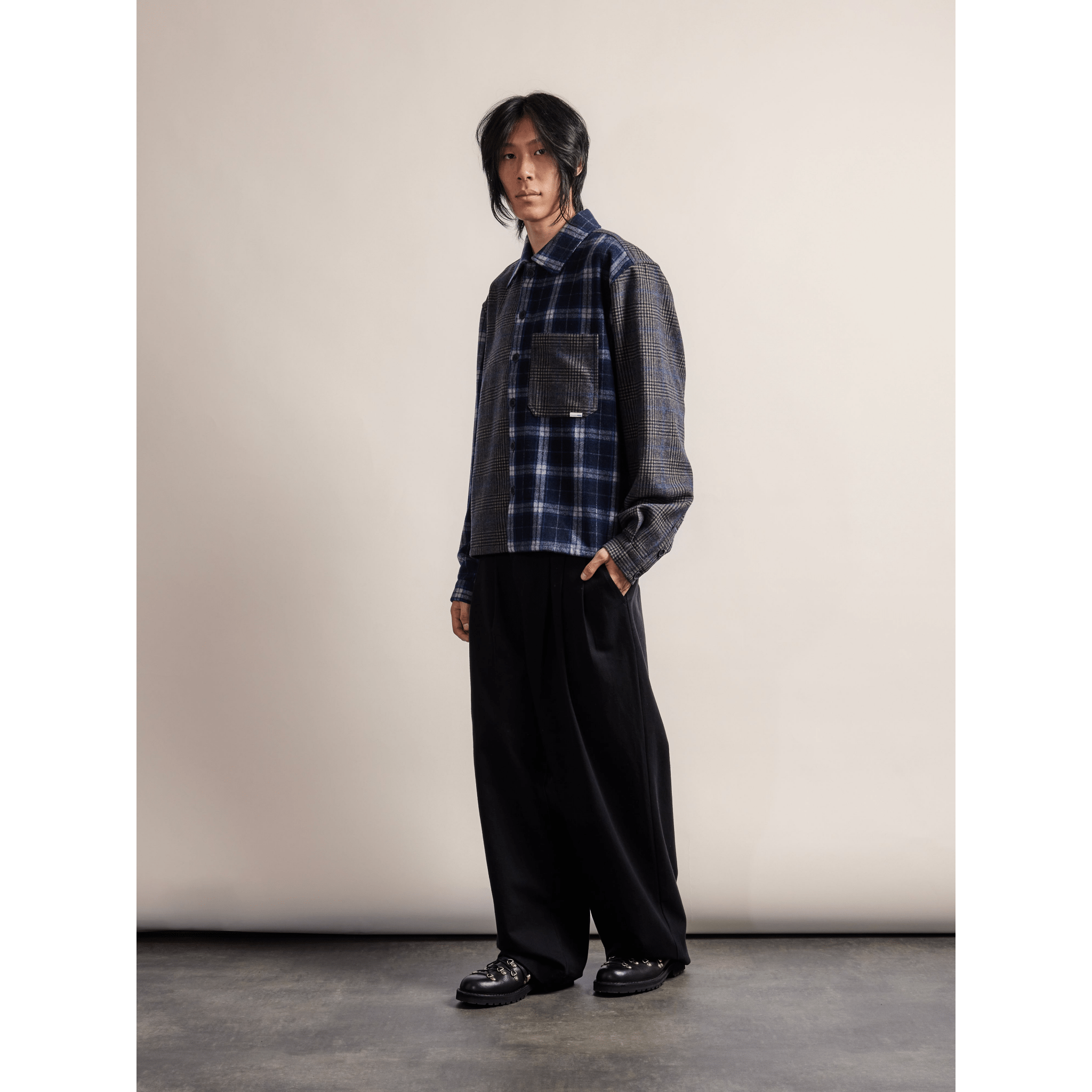 SCRT MoSF Patchwork Flannel Shirt Blau - CSCRM7441 - Coziness