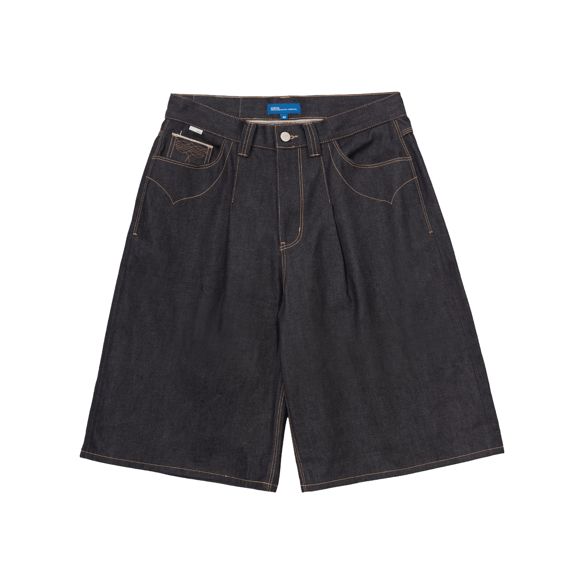 SCRT Selvedge Denim Wide Shorts Indigo - CSCRS11286 - Coziness