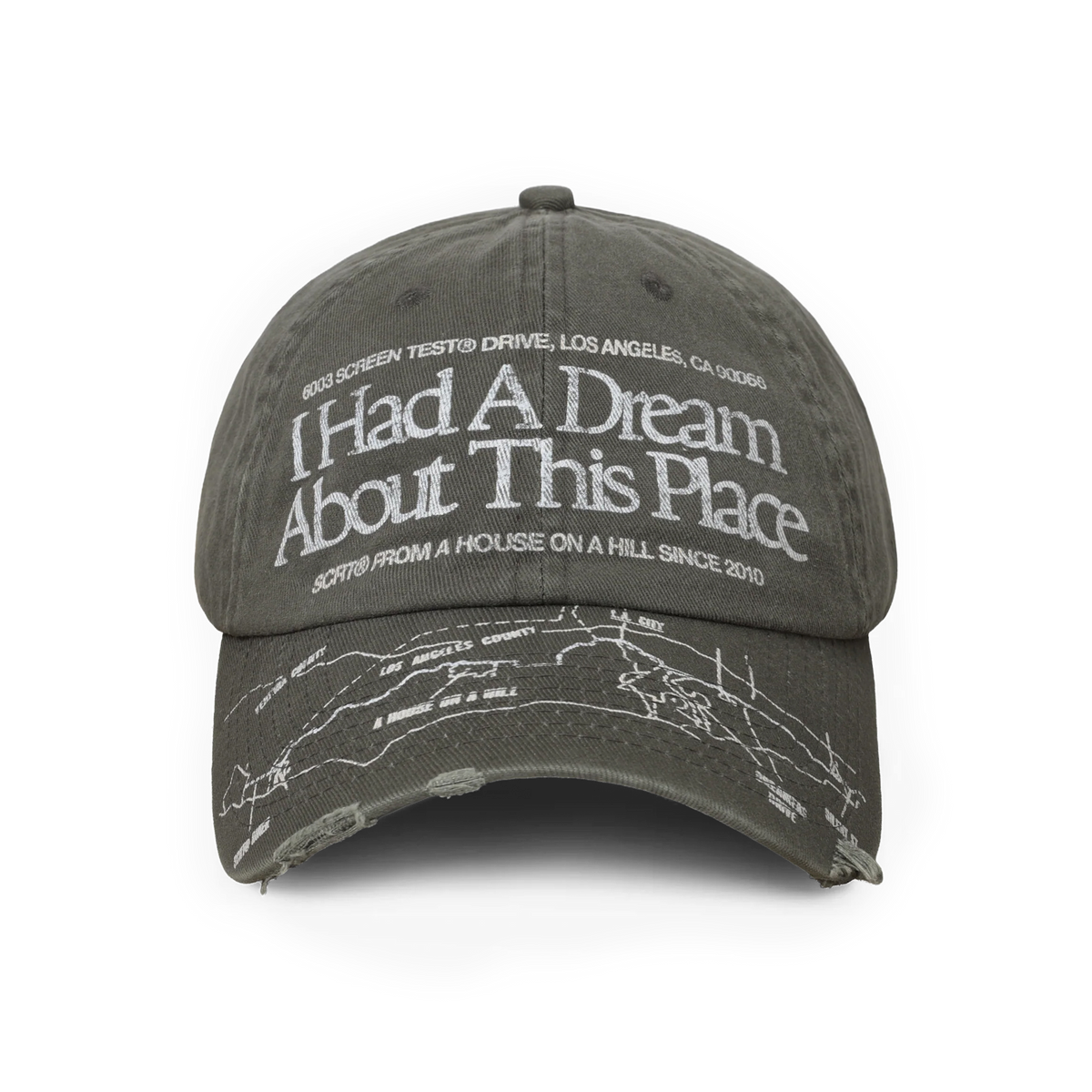 SCRT Crossroads Dad Cap in Grau von vorne mit Schriftzug