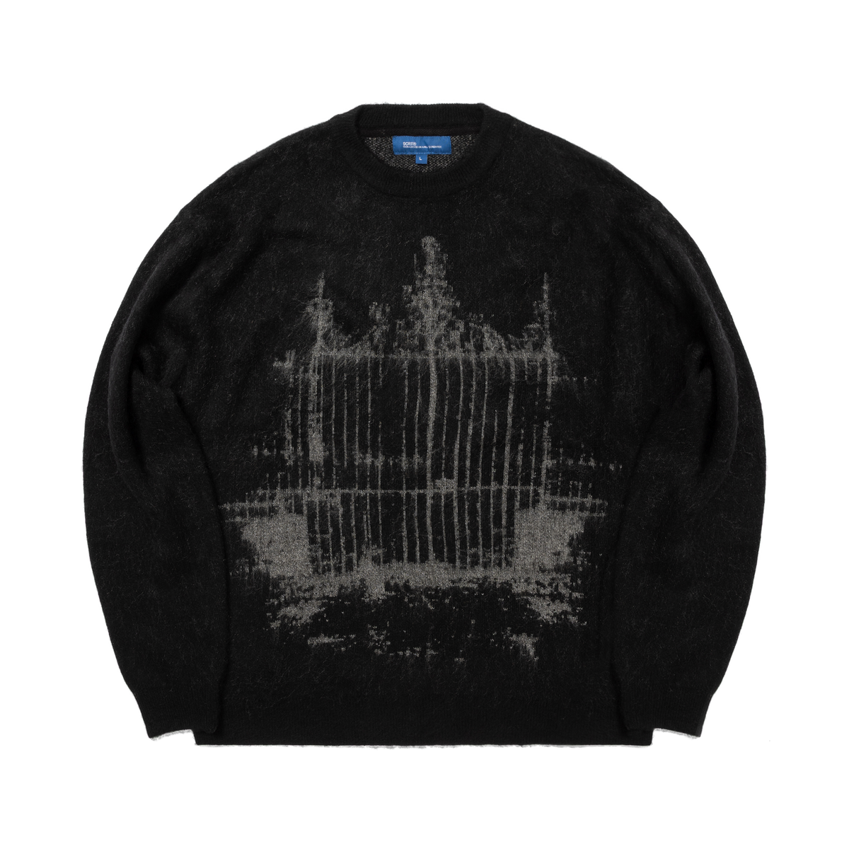 SCRT Gateway Brushed Knit Sweater in Schwarz, Vorderseite mit Tor-Motiv