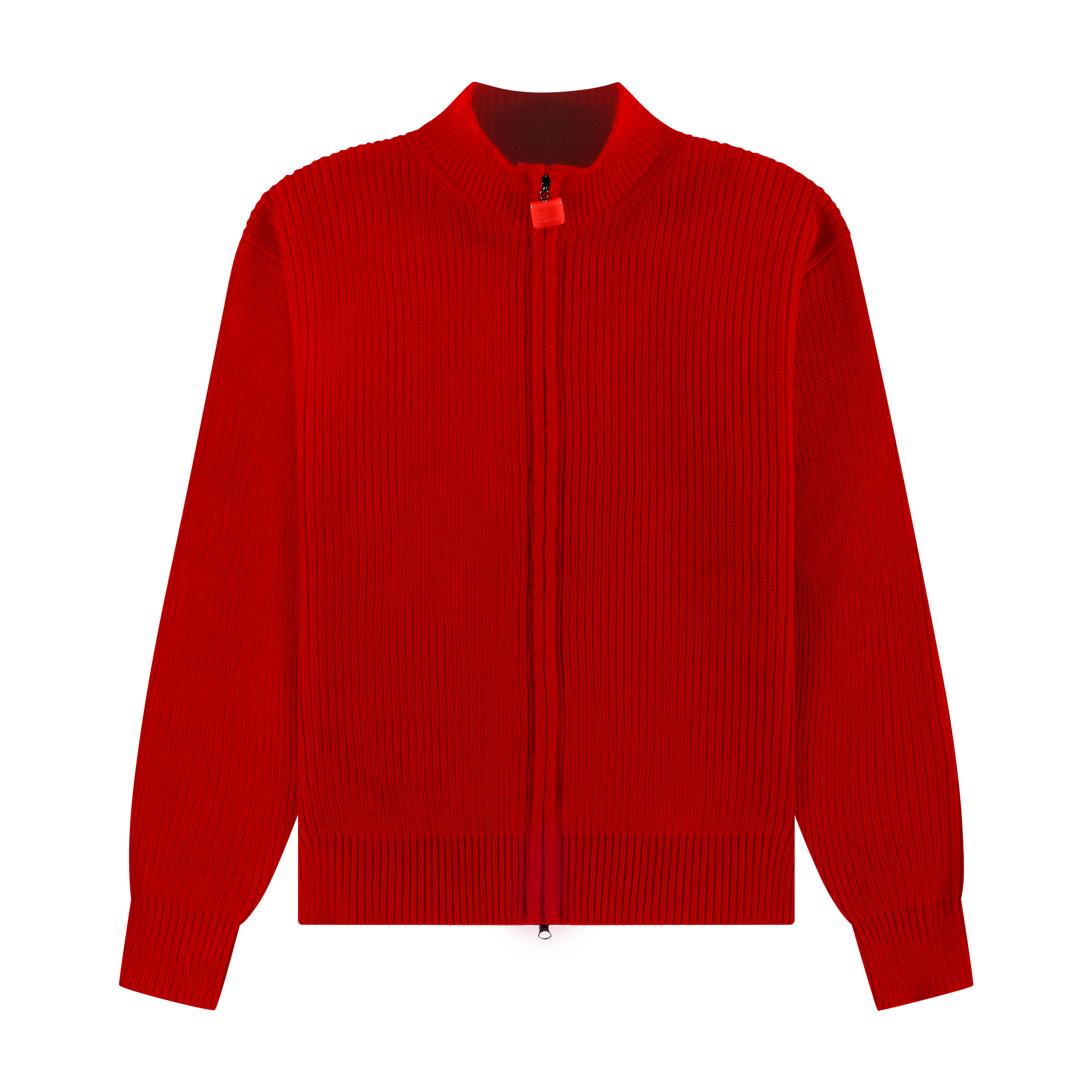 The New Originals Fisherman Rib Zip Up Sweater Rot