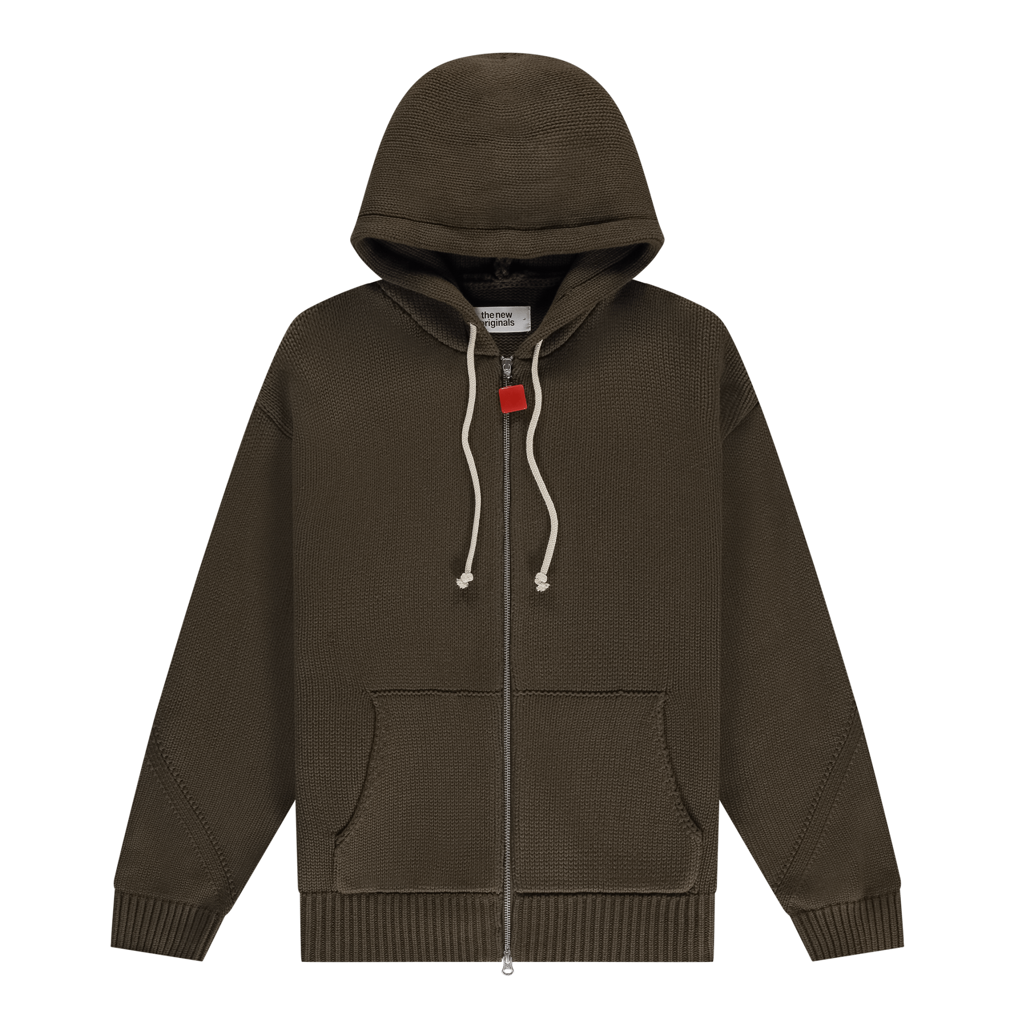 The New Originals Chuncky Knit Zip Up Hoodie Acid Brown - CTHEN6407 - Coziness
