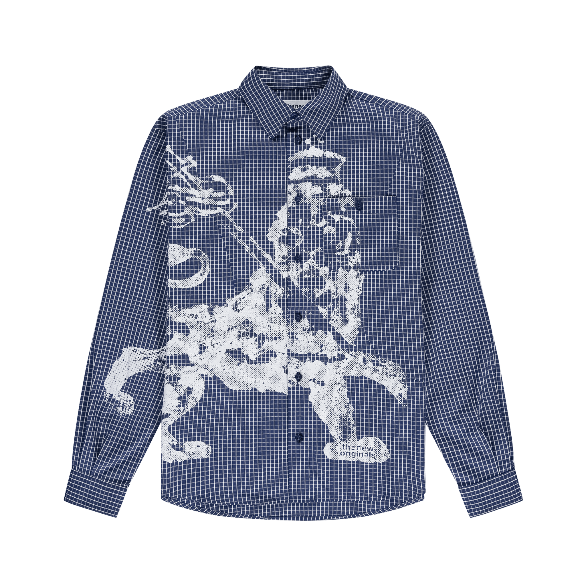 The New Originals Lion Button Shirt Check Blue - CTHEN6377 - Coziness