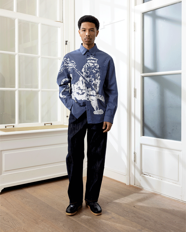 The New Originals Lion Button Shirt Check Blue - CTHEN6377 - Coziness