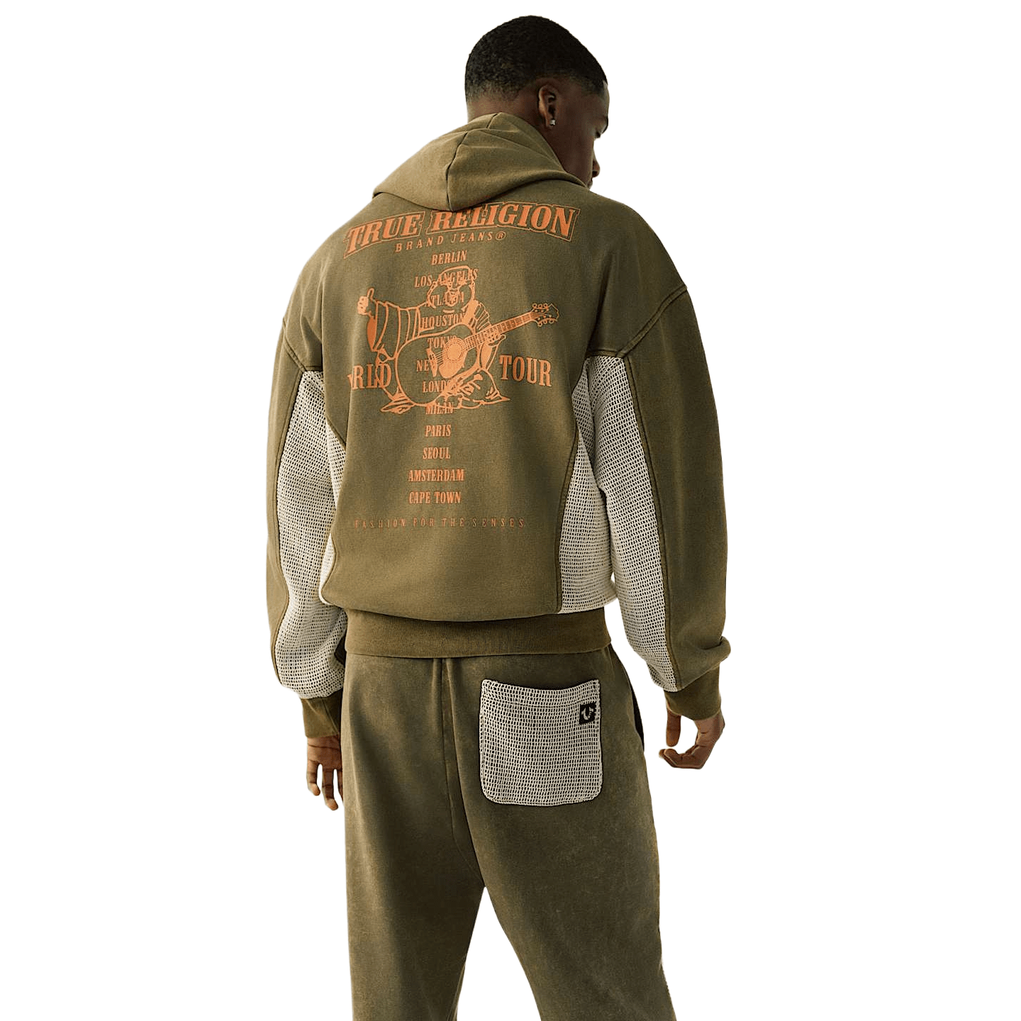 True Religion Mesh Inset Rust Cinched Zip Up Hoodie - CTRUR5911 - Coziness