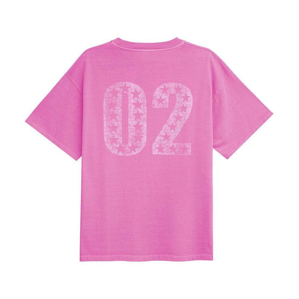 TwoJeys 02 Tee in Pink, Rückseite mit 02-Print freigestellt